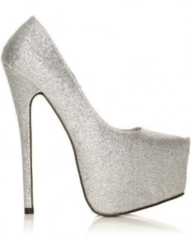 DONNA-Silver-Glitter-Stiletto-Very-High-Heel-Platform-Court-Shoes-Size-UK-6-EU-39-0