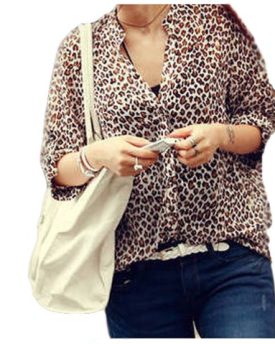 Demarkt-Womens-V-Neck-Short-Chiffon-Shirt-Tops-Leopard-Print-Buttons-Blouse-T-Shirt-Casual-Size-L-0