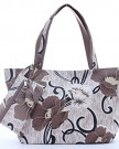 Designer-Floral-Matt-Oilcloth-Shoulder-Bag-Handbag-Tote-with-Matching-Wallet-Purse-Brown-Morning-Glory-0-0