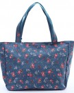 Designer-Floral-Matt-Oilcloth-Shoulder-Bag-Handbag-Tote-with-Matching-Wallet-Purse-Navy-Garden-Birds-0-0