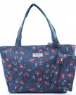 Designer-Floral-Matt-Oilcloth-Shoulder-Bag-Handbag-Tote-with-Matching-Wallet-Purse-Navy-Garden-Birds-0