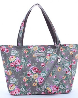 Designer-Floral-Matt-Oilcloth-Shoulder-Bag-Handbag-Tote-with-Matching-Wallet-Purse-Winter-Rose-0
