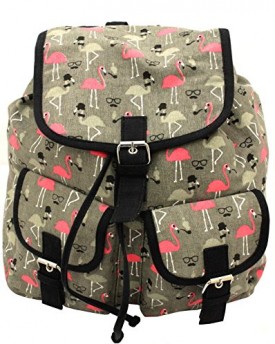 Designer-Vintage-Ladies-Girls-Rucksack-Backpack-Shoulder-School-Bag-Flamingo-Hats-Glasses-Print-Back-To-School-College-0