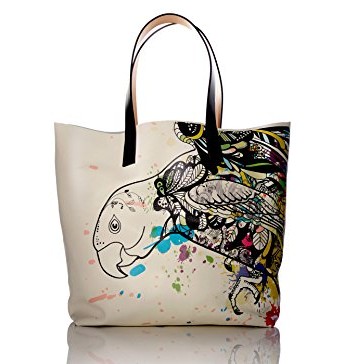 Diorama-Concept-Leather-Women-Handbags-Vivid-Parrot-Graphic-Very-Limited-edition-tote-bag-0