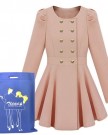 Dip-Hem-Peplum-Daily-Vintage-Dresses-Fitted-Jacket-Double-Breasted-Coat-Winter-Warm-Outwear-UK-10-Pink-0-0