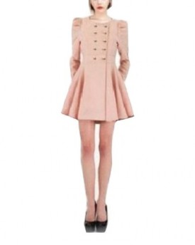 Dip-Hem-Peplum-Daily-Vintage-Dresses-Fitted-Jacket-Double-Breasted-Coat-Winter-Warm-Outwear-UK-10-Pink-0