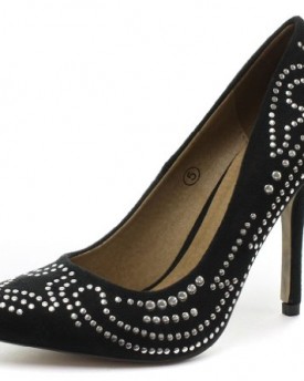 Dolcis-Khloe-Stud-Detail-Black-Womens-High-Heel-Court-Shoes-Size-UK-5-0
