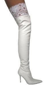 EROSELLA-LACY-02-White-PU-SKIN-TIGHT-LACE-UP-KNEE-HIGH-THIGH-HEEL-SEXY-BOOTS-UK-5-EU-38-0