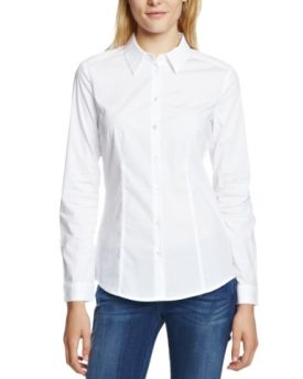 ESPRIT-Womens-993EE1F900-Crew-Neck-Long-Sleeve-Blouse-White-Size-8-0