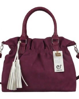 Ecosusi-Women-Soft-Leather-Suede-Tote-Handbag-Hobo-Satchel-Bag-With-Silver-Tassel-Wine-red-0