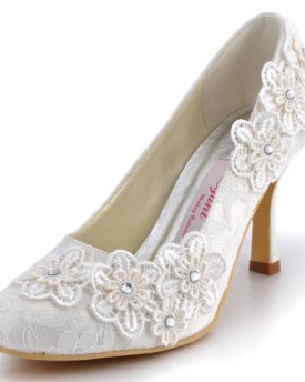 Elegantpark-EP11099-Ivory-Womens-Lace-Round-Toe-Rhinestones-Flowers-Wedding-Shoes-UK-5-0