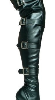 Ellie-Buckle-Up-5-inch-black-matt-high-heels-thigh-boots-buckles-inner-zipper-size-11UK-0