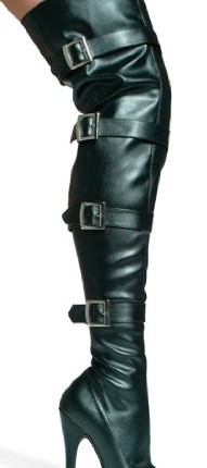 Ellie-Buckle-Up-5-inch-black-matt-high-heels-thigh-boots-buckles-inner-zipper-size-11UK-0