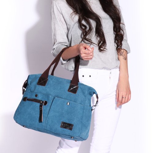 Eshow Women's Canvas Multipurpose Shoulder Bag, Blue - Image 7