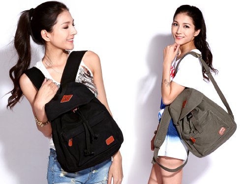 Eshow Women's Canvas Travel Backpack, Black - Image 7