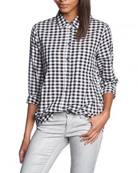 Esprit-Womens-094EE1F032-Checkered-Button-Front-Long-Sleeve-Blouse-Red-Off-White-Size-12-Manufacturer-Size38-0