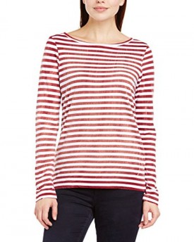 Esprit-Womens-104EE1K028-Striped-Boat-Neck-Long-Sleeve-T-Shirt-Yellow-Deep-Sunset-Size-10-Manufacturer-SizeSmall-0