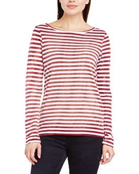 Esprit-Womens-104EE1K028-Striped-Boat-Neck-Long-Sleeve-T-Shirt-Yellow-Deep-Sunset-Size-10-Manufacturer-SizeSmall-0