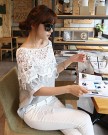 Etosell-Lady-Lace-Cape-Collar-Blouse-Cutout-Shirt-Crochet-Batwing-Sleeve-OL-Tops-Asian-L-0-1