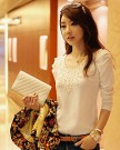 Etosell-Womens-Lace-Floral-Crew-Neck-T-shirt-Korean-Long-Sleeve-Slim-Blouse-Basic-Top-White-M-0-1