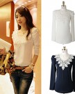 Etosell-Womens-Lace-Floral-Crew-Neck-T-shirt-Korean-Long-Sleeve-Slim-Blouse-Basic-Top-White-M-0-6