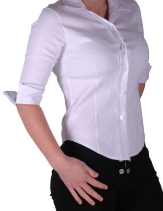 EyeCatch-Ladies-Casual-Office-Work-School-Fitted-Stretch-Womens-Blouse-Top-White-Size-16-0