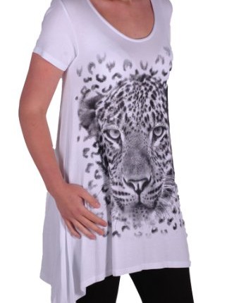 EyeCatch-Plus-Ladies-Graphic-Tiger-Long-Draped-Womens-Sparkle-Short-Sleeve-Stretch-Top-White-Size-26-28-0