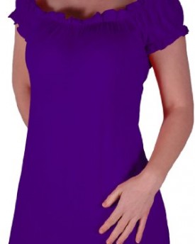 Eyecatch-TM-Nikita-Womens-Gypsy-Tunic-Plus-Size-Ladies-Off-The-Shoulder-Boho-T-Shirt-Long-Top-Purple-Size-22-24-0