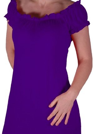 Eyecatch-TM-Nikita-Womens-Gypsy-Tunic-Plus-Size-Ladies-Off-The-Shoulder-Boho-T-Shirt-Long-Top-Purple-Size-22-24-0