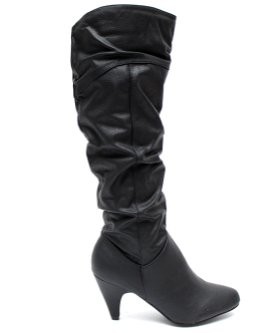 F10265A-Womens-Black-Winter-Slouch-Fashion-Tall-Knee-High-Heels-Boots-Size-Uk-8-0