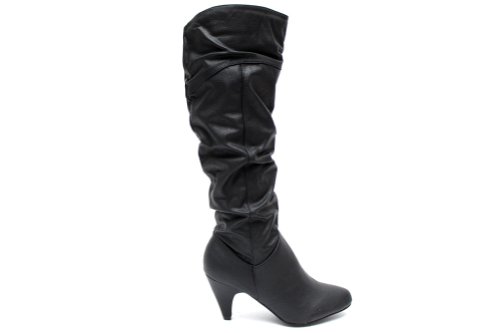 F10265A Womens Black Winter Slouch Fashion Tall Knee High Heels Boots ...