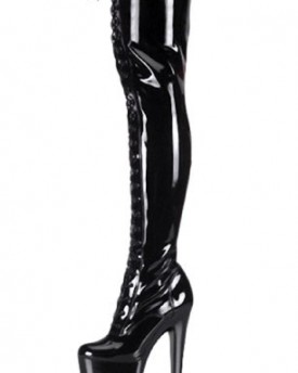 FEI-Women-Sexy-PU-Platform-Lace-Up-Clubwear-Costume-High-Heels-8-Stiletto-Over-Knee-Boots-37-0