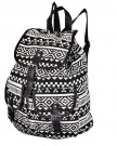 Fashion-Unisex-Bookbag-Travel-Stripe-Leisure-Rucksack-Satchel-Canvas-Backpack-Black-White-0-0