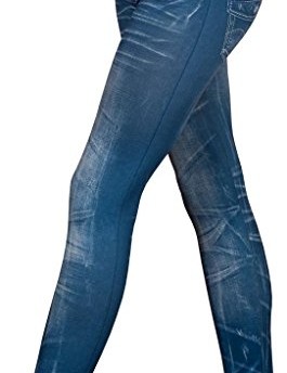 Fei-Lu-Womens-Denim-Look-One-Size-Jeggings-Blue-Stitched-Jeans-0