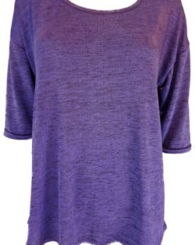 Fine-Knit-Loose-Fit-Stretchy-Metallic-Three-Quarter-Sleeve-Top-Blouse-12-purple-0