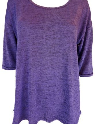 Fine-Knit-Loose-Fit-Stretchy-Metallic-Three-Quarter-Sleeve-Top-Blouse-12-purple-0