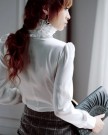 Finejo-Womens-Luxury-Long-Sleeve-Stand-Collar-Ruffle-T-shirt-Blouse-Medium-White-0-2