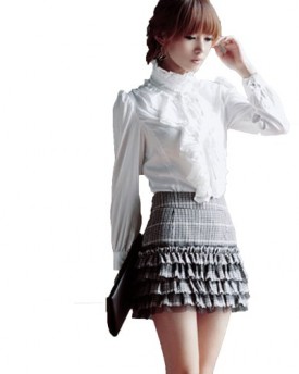 Finejo-Womens-Luxury-Long-Sleeve-Stand-Collar-Ruffle-T-shirt-Blouse-Medium-White-0