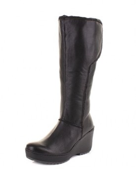 Fly-London-Mant-Black-Leather-Wedge-Heel-Smart-Casual-Knee-High-Boots-SIZE-8-0
