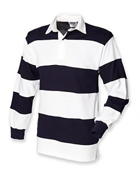 Front-Row-Sewn-Stripe-Rugby-Shirt-Color-White-Size-L-0