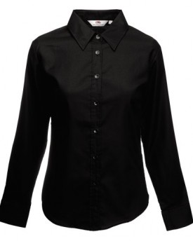 Fruit-Of-The-Loom-Ladies-Lady-Fit-Long-Sleeve-Oxford-Shirt-XL-Black-0