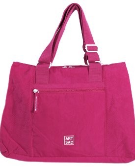 Fuschia-Pink-Two-Handled-Nylon-Tote-Bag-Travel-Handbag-by-Art-Sac-0