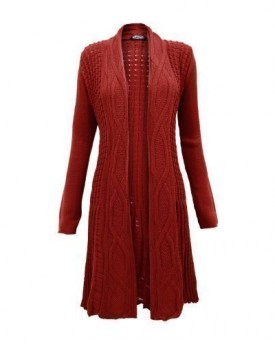 GENERATION-FASHION-LADIES-CABLE-KNIT-KNITTED-BOYFRIEND-OPEN-CARDIGAN-RUST-SM-0