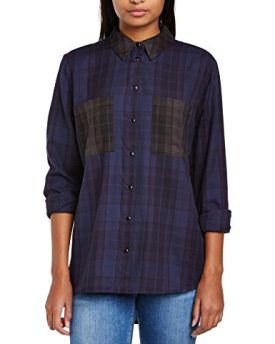 Gestuz-Womens-Maro-AO-14-Checkered-Button-Front-Long-Sleeve-Shirt-Blue-Check-Size-12-Manufacturer-Size40-0