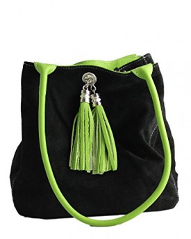 Giglio-Medium-Soft-Italian-Leather-and-Suede-Handmade-Reversible-Shoulder-Bag-Green-and-Black-0
