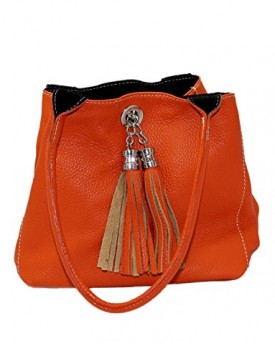 Giglio-Soft-Italian-Leather-and-Suede-Handmade-Reversible-Shoulder-Bag-Orange-and-Black-0