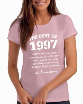 Girls-The-Best-of-1997-17th-Birthday-T-Shirt-Gift-100-Soft-Cotton-Pi-L-0