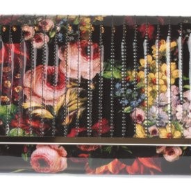 Girly-HandBags-New-Floral-Multicolor-Patent-Quilted-Clutch-Bag-Flower-Print-Glossy-Vintage-Look-Fashion-Black-0