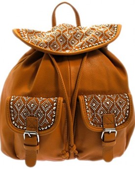 Girly-Handbags-Faux-Leather-Rucksack-Diamante-Studs-School-College-Vintage-Pockets-Colors-Retro-Ladies-Earth-Yellow-0
