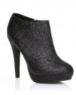 H20-Black-Glitter-Stilleto-Very-High-Heel-Ankle-Shoe-Boots-Size-UK-5-EU-38-0-0